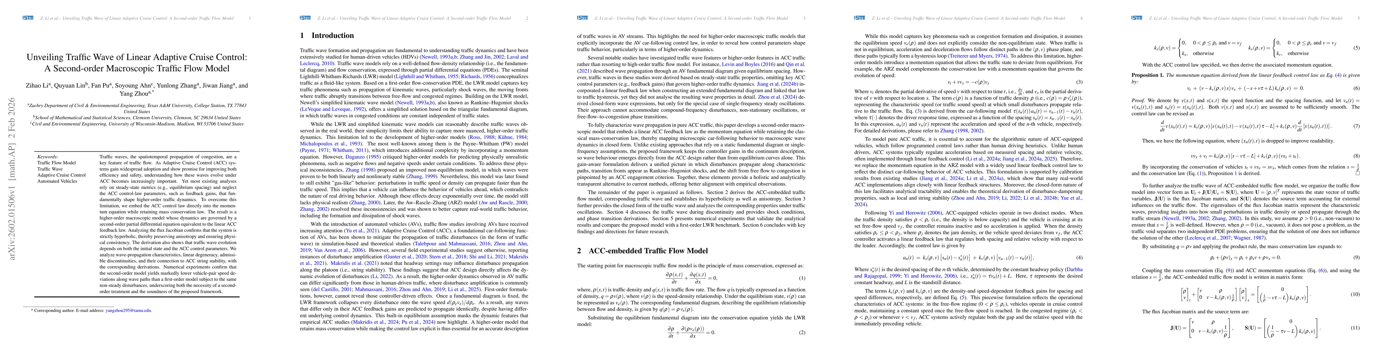 Thumbnail for Unveiling Traffic Wave of Linear Adaptive Cruise Control: A Second-order Macroscopic Traffic Flow Model