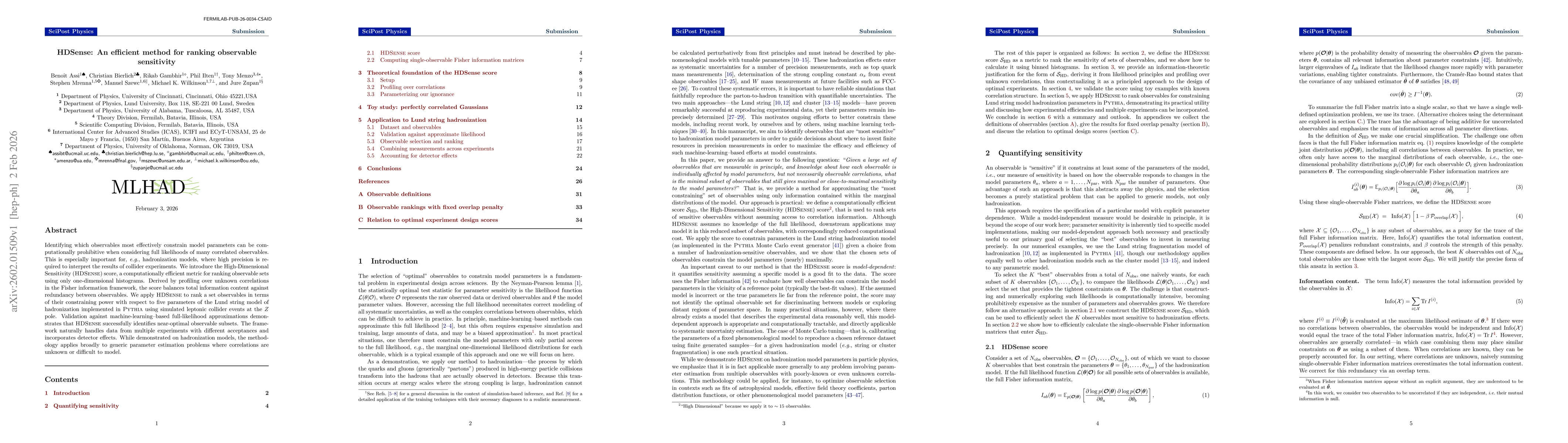 Thumbnail for HDSense: An efficient method for ranking observable sensitivity