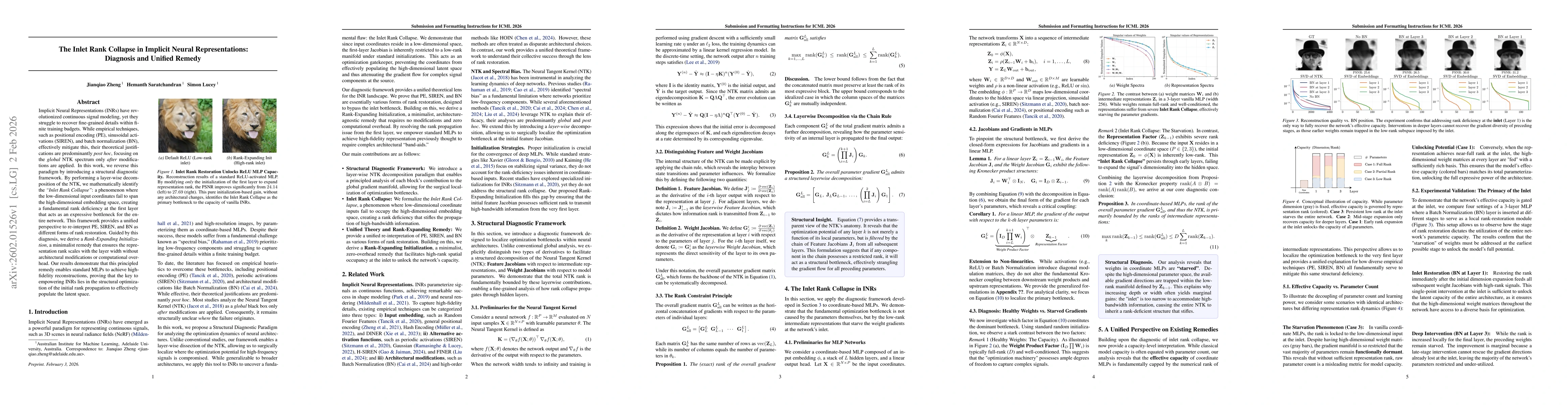 Thumbnail for The Inlet Rank Collapse in Implicit Neural Representations: Diagnosis and Unified Remedy