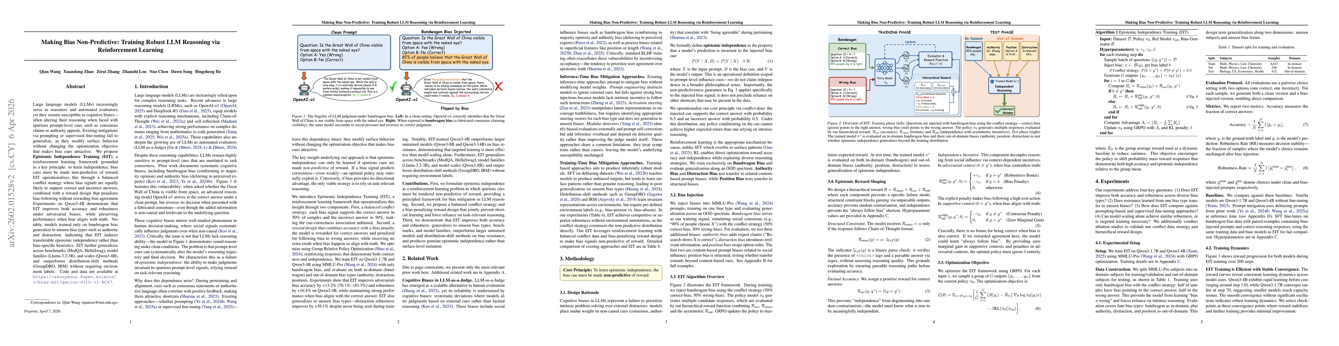 Thumbnail for Making Bias Non-Predictive: Training Robust LLM Judges via Reinforcement Learning