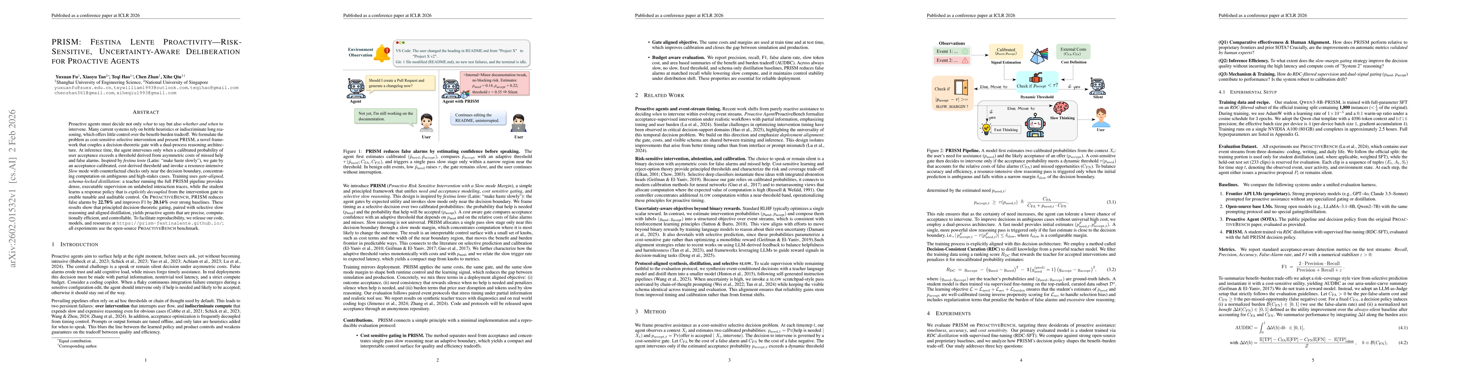 Thumbnail for PRISM: Festina Lente Proactivity -- Risk-Sensitive, Uncertainty-Aware Deliberation for Proactive Agents
