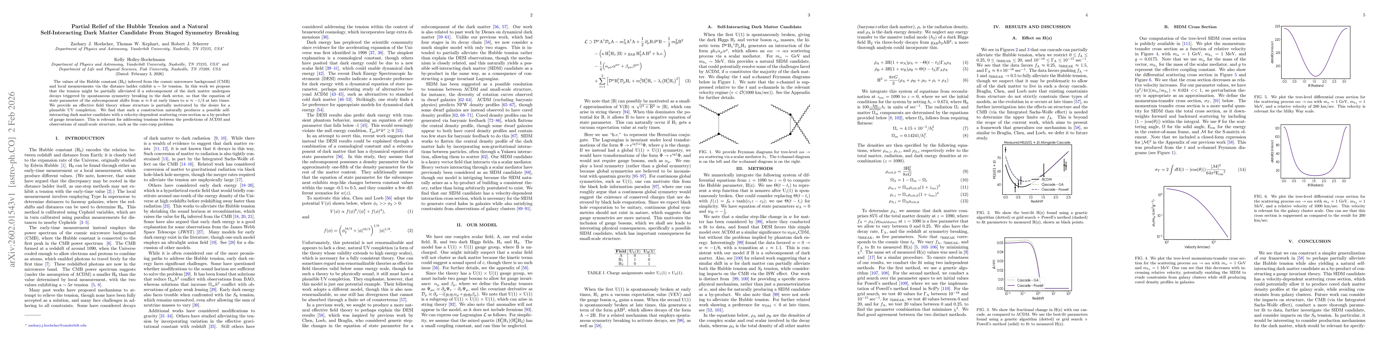 Thumbnail for Partial Relief of the Hubble Tension and a Natural Self-Interacting Dark Matter Candidate From Staged Symmetry Breaking
