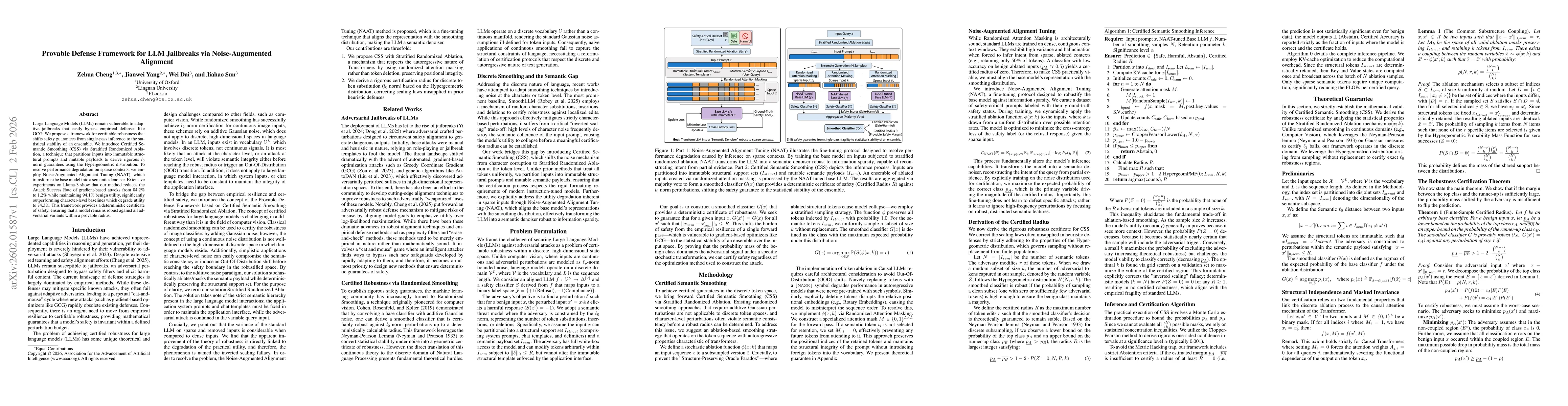Thumbnail for Provable Defense Framework for LLM Jailbreaks via Noise-Augumented Alignment