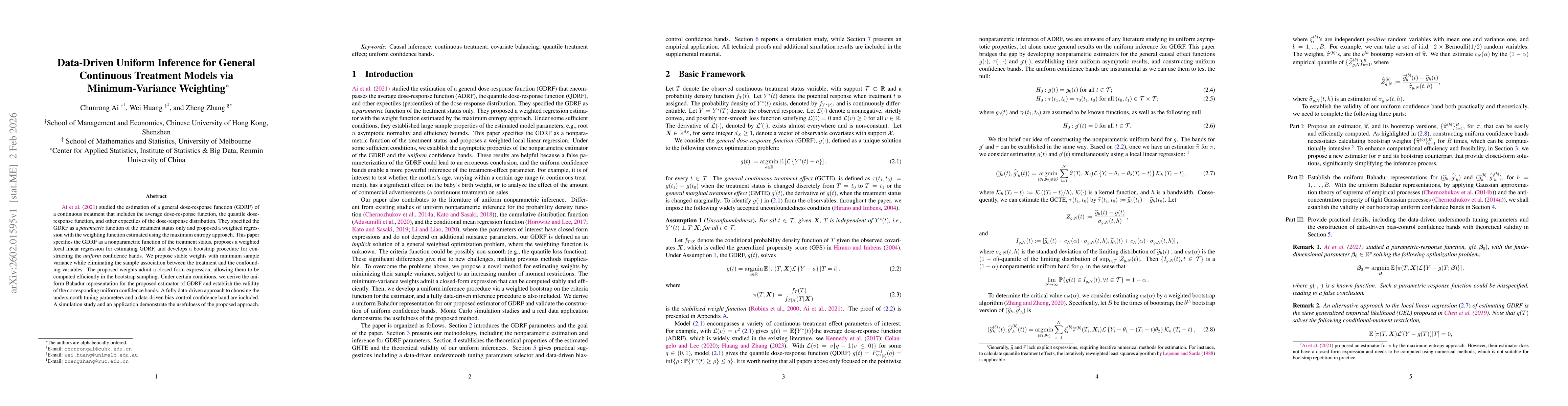 Thumbnail for Data-Driven Uniform Inference for General Continuous Treatment Models via Minimum-Variance Weighting