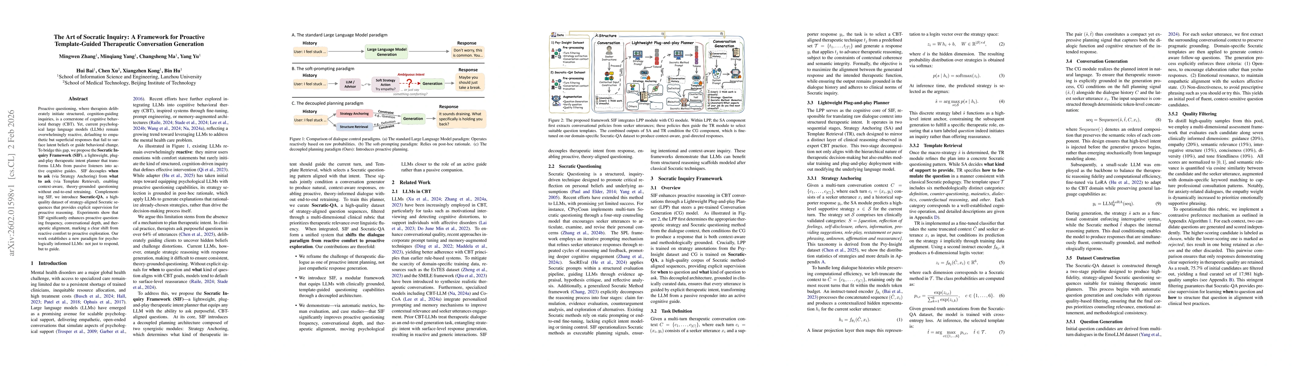 Thumbnail for The Art of Socratic Inquiry: A Framework for Proactive Template-Guided Therapeutic Conversation Generation
