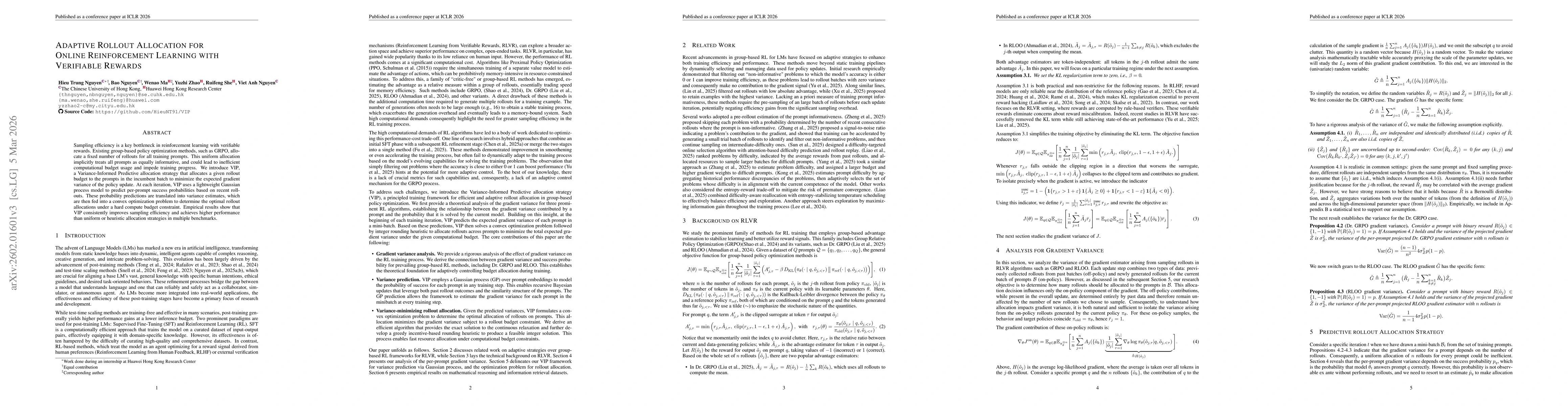 Thumbnail for Adaptive Rollout Allocation for Online Reinforcement Learning with Verifiable Rewards