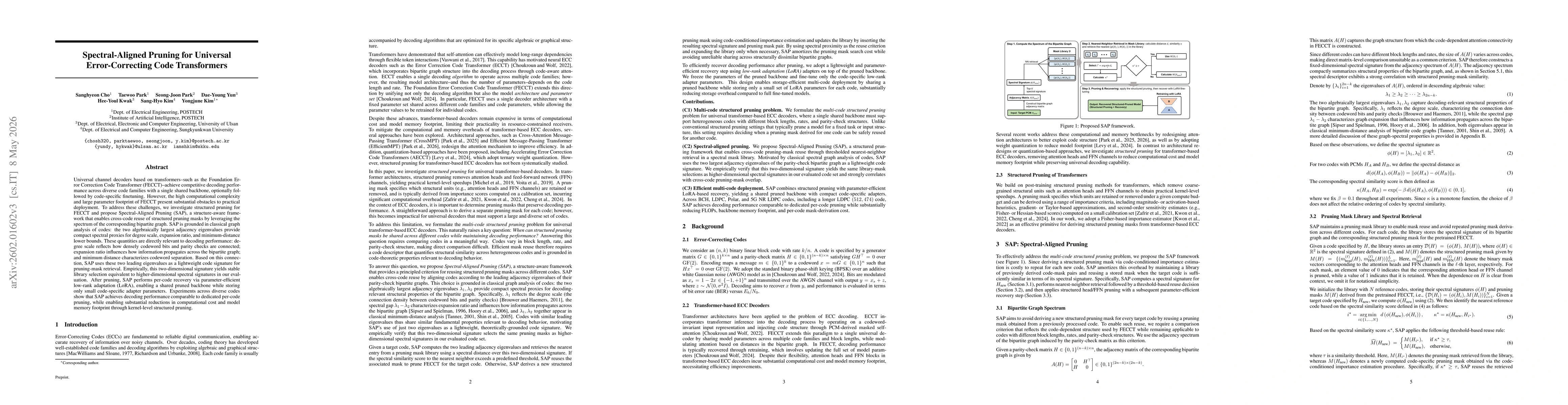 Thumbnail for Spectral-Aligned Pruning for Universal Error-Correcting Code Transformers