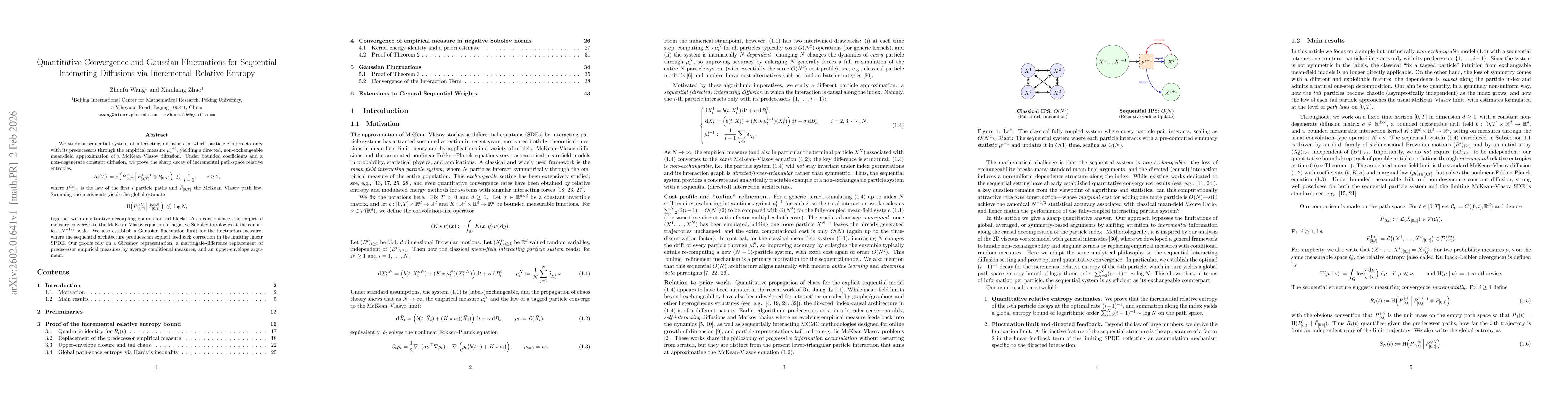 Thumbnail for Quantitative Convergence and Gaussian Fluctuations for Sequential Interacting Diffusions via Incremental Relative Entropy