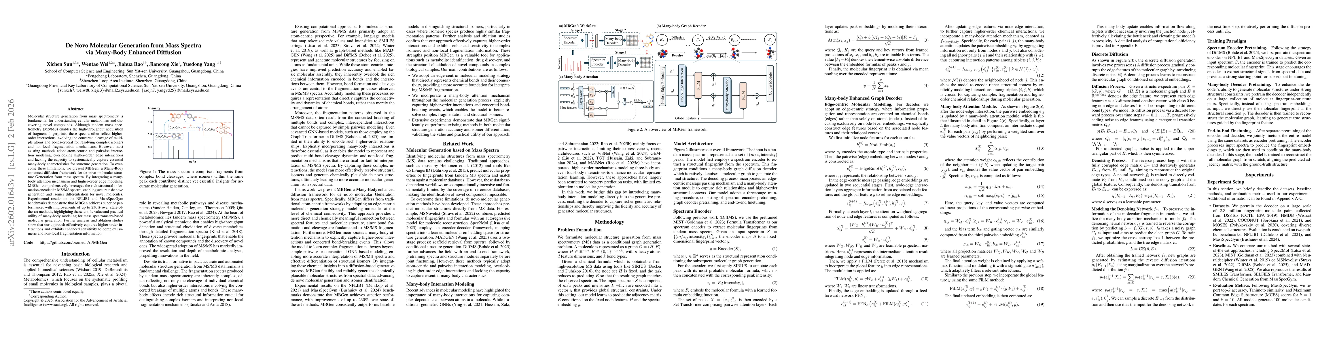 Thumbnail for De Novo Molecular Generation from Mass Spectra via Many-Body Enhanced Diffusion