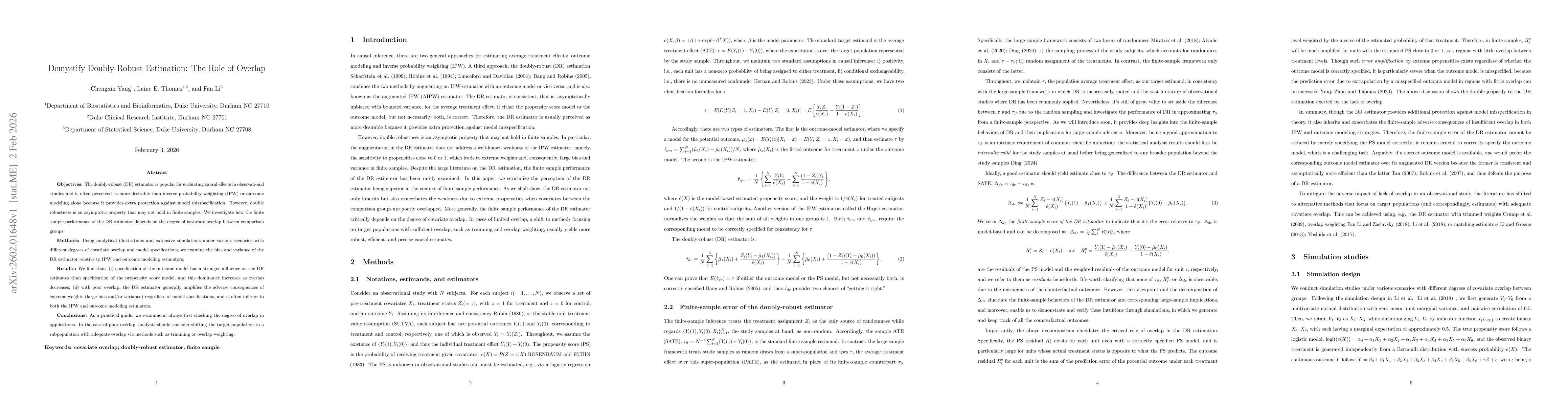 Thumbnail for Demystify Doubly-Robust Estimation: The Role of Overlap