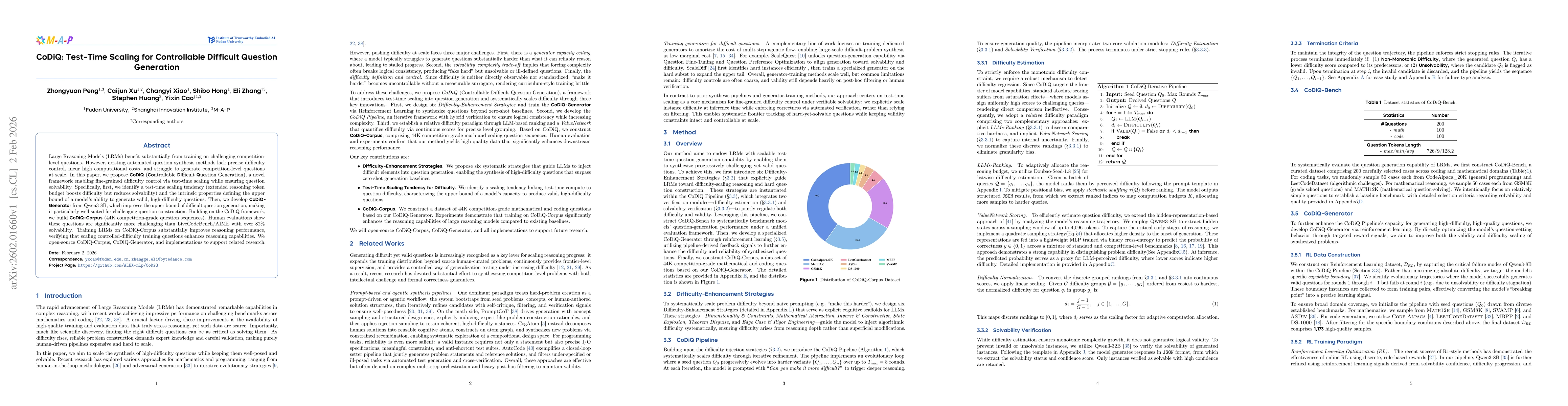 Thumbnail for CoDiQ: Test-Time Scaling for Controllable Difficult Question Generation