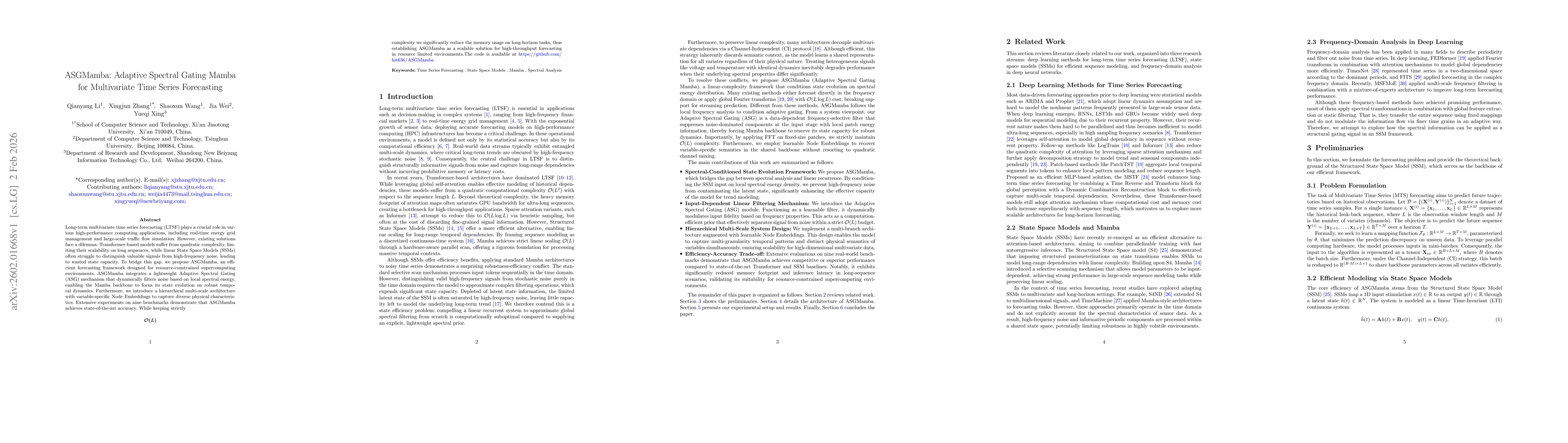 Thumbnail for ASGMamba: Adaptive Spectral Gating Mamba for Multivariate Time Series Forecasting