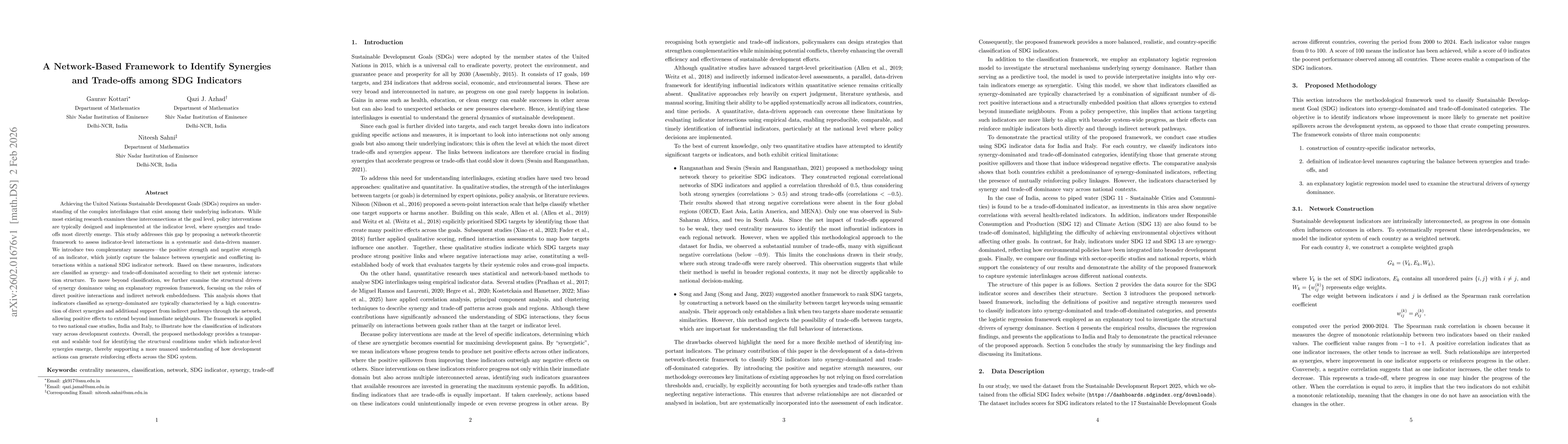 Thumbnail for A Network-Based Framework to Identify Synergies and Trade offs among SDG Indicators