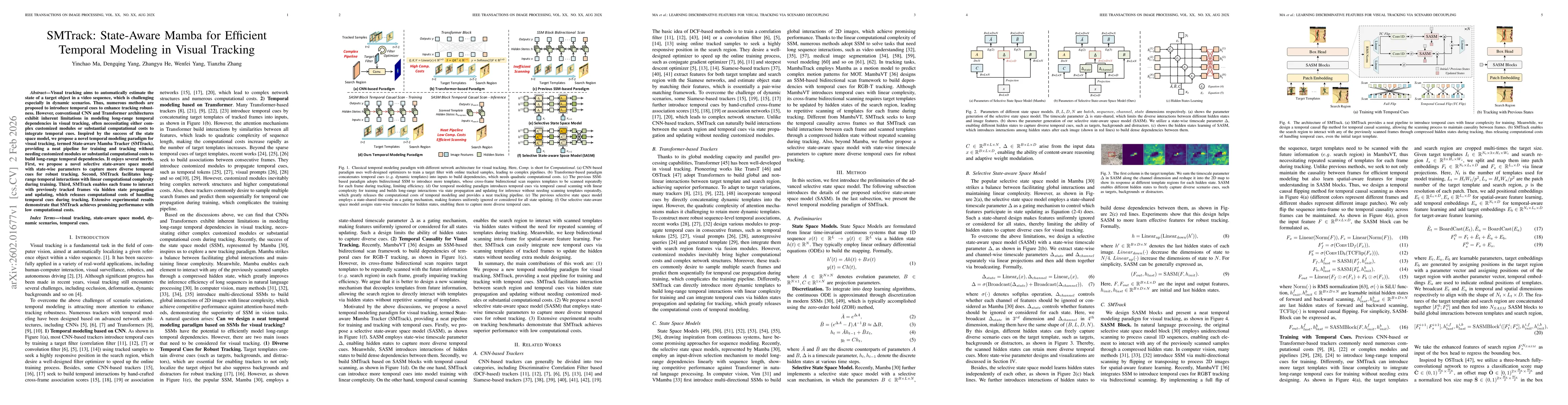 Thumbnail for SMTrack: State-Aware Mamba for Efficient Temporal Modeling in Visual Tracking