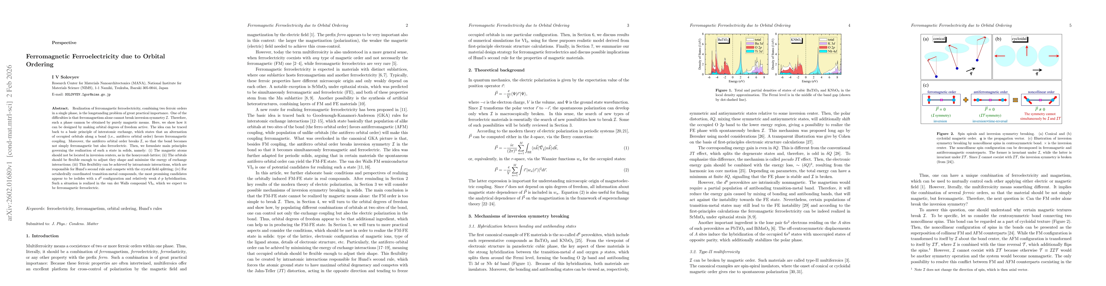Thumbnail for Ferromagnetic Ferroelectricity due to Orbital Ordering