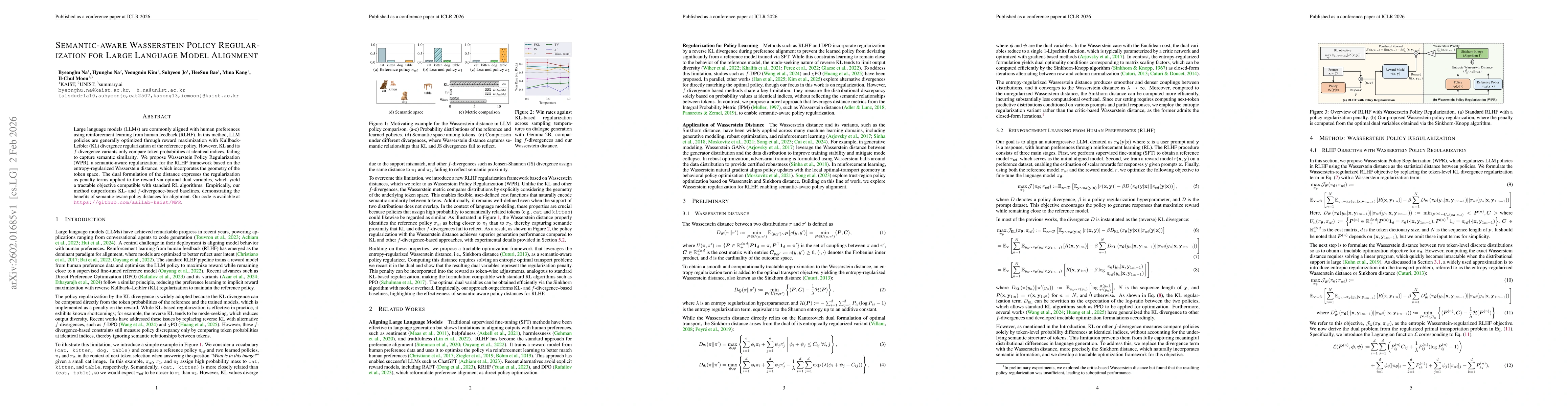 Thumbnail for Semantic-aware Wasserstein Policy Regularization for Large Language Model Alignment