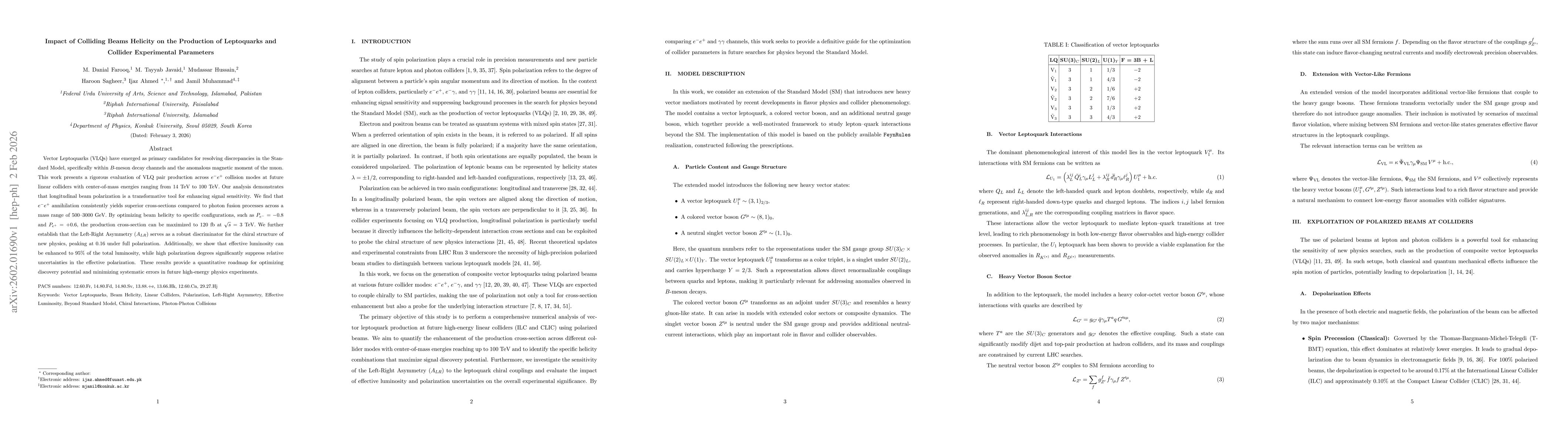 Thumbnail for Impact of Colliding Beams Helicity on the Production of Leptoquarks and Collider Experimental Parameters