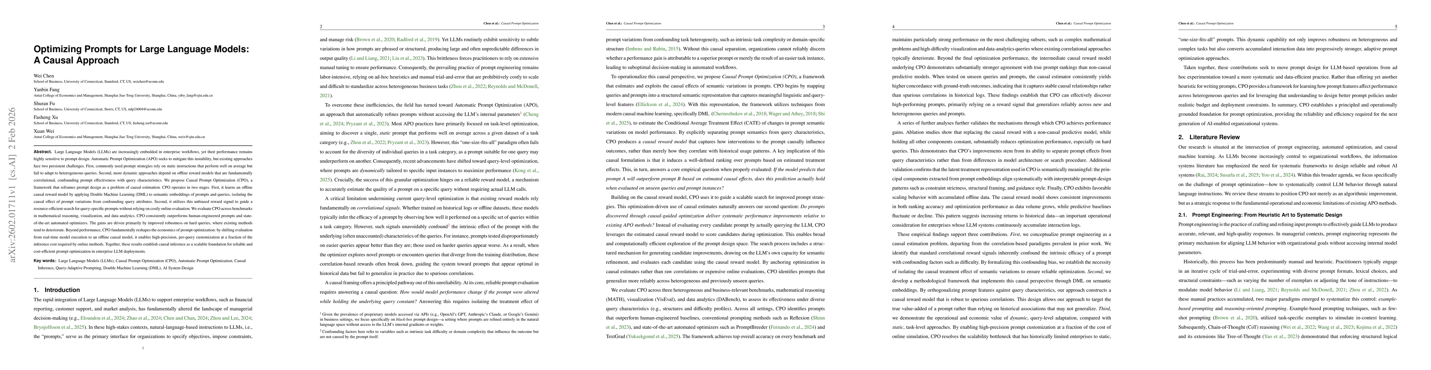 Thumbnail for Optimizing Prompts for Large Language Models: A Causal Approach