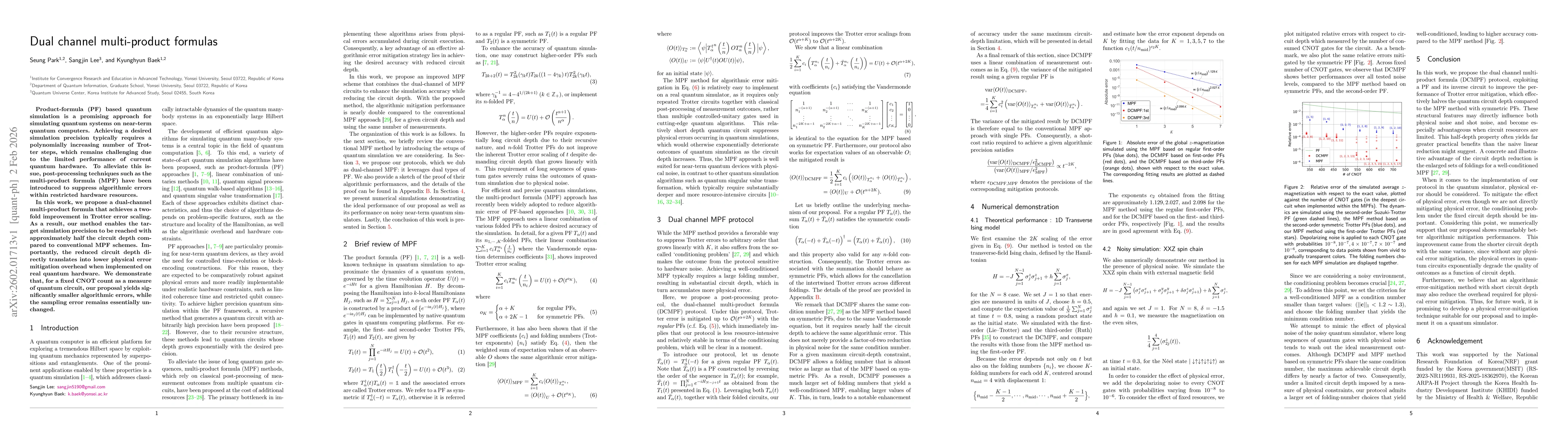 Thumbnail for Dual channel multi-product formulas