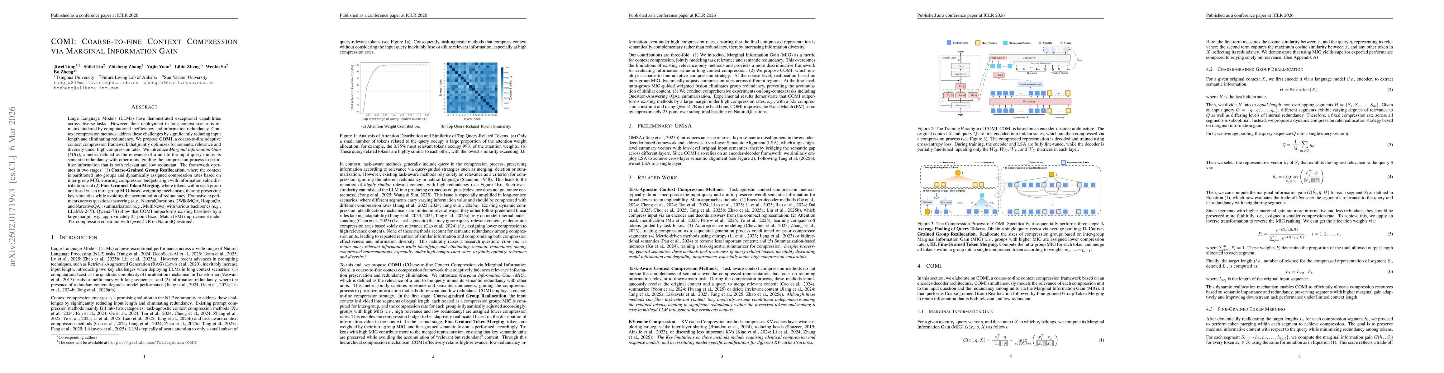 Thumbnail for COMI: Coarse-to-fine Context Compression via Marginal Information Gain
