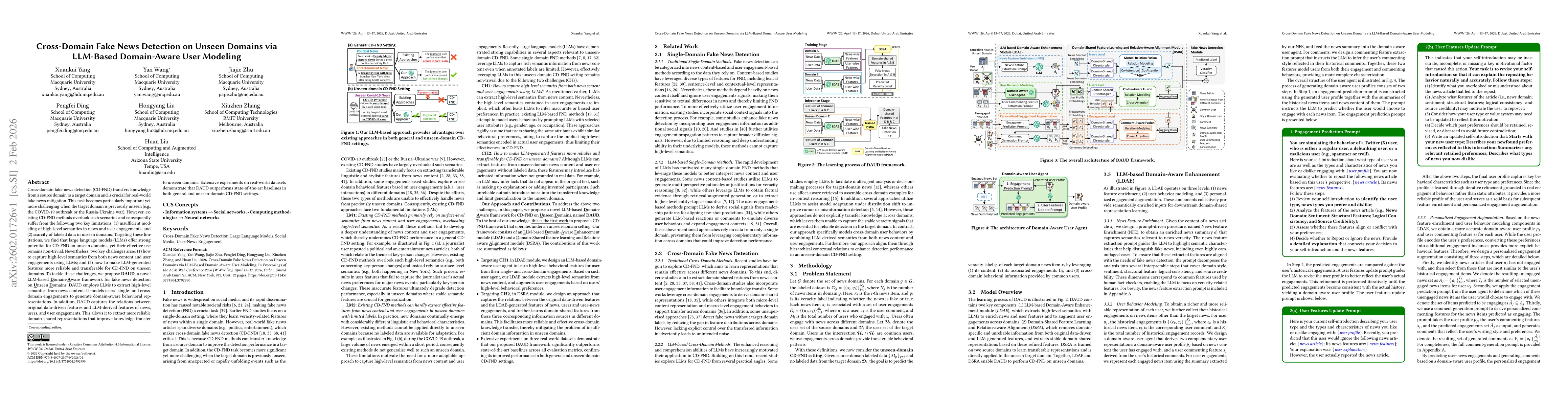 Thumbnail for Cross-Domain Fake News Detection on Unseen Domains via LLM-Based Domain-Aware User Modeling