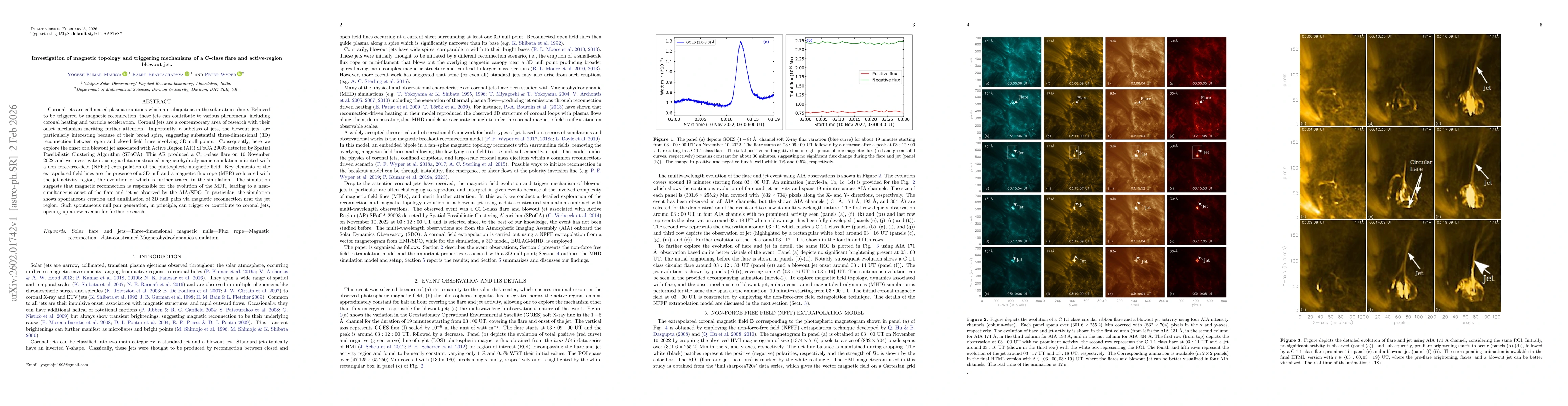 Thumbnail for Investigation of magnetic topology and triggering mechanisms of a C-class flare and active-region blowout jet