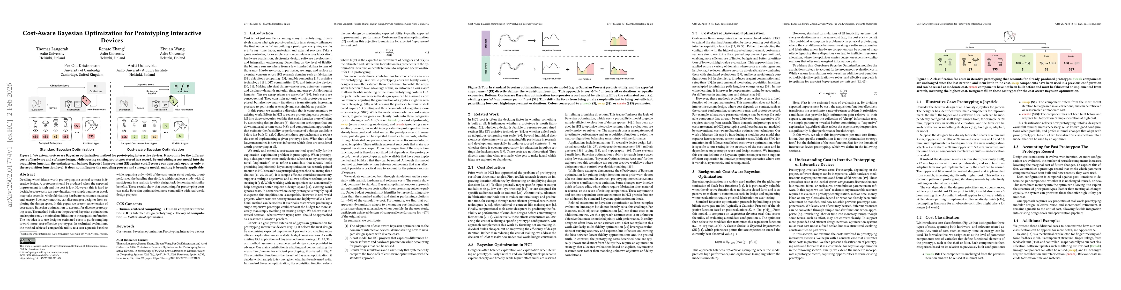Thumbnail for Cost-Aware Bayesian Optimization for Prototyping Interactive Devices