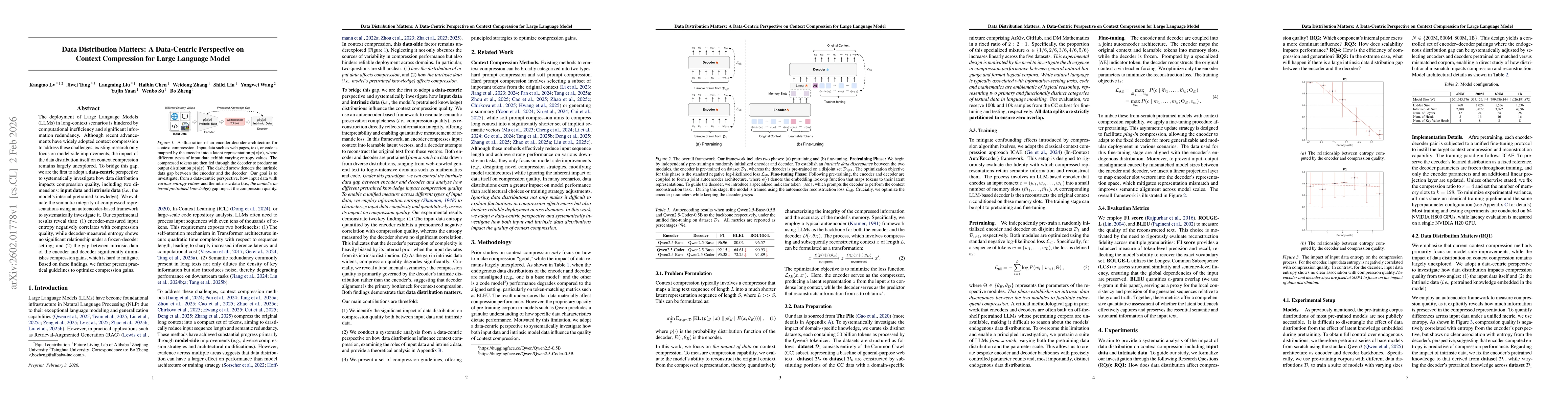 Thumbnail for Data Distribution Matters: A Data-Centric Perspective on Context Compression for Large Language Model