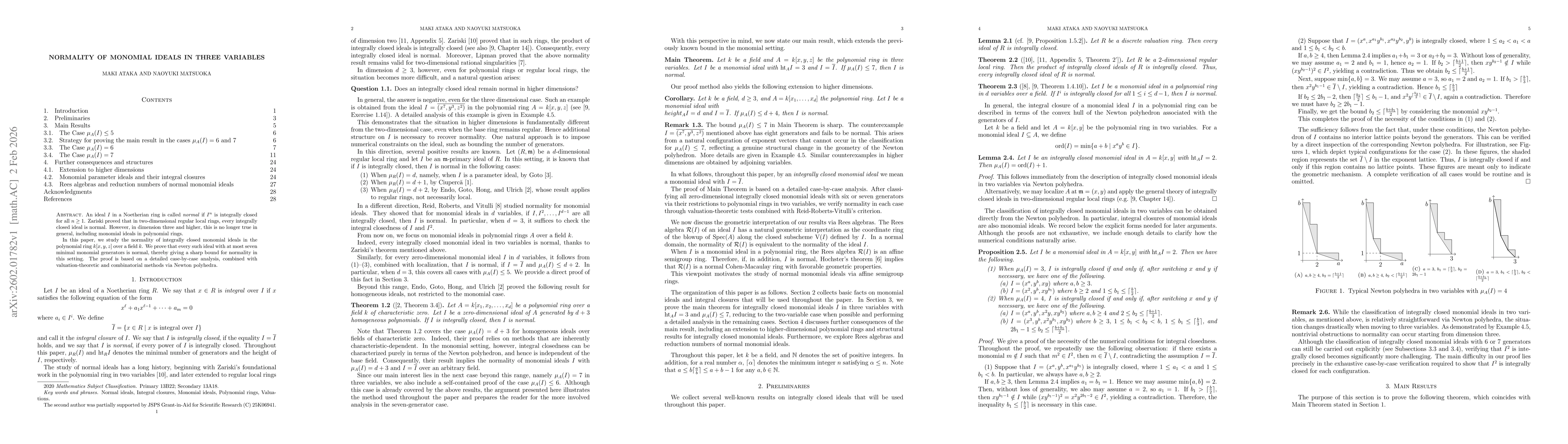 Thumbnail for Normality of monomial ideals in three variables