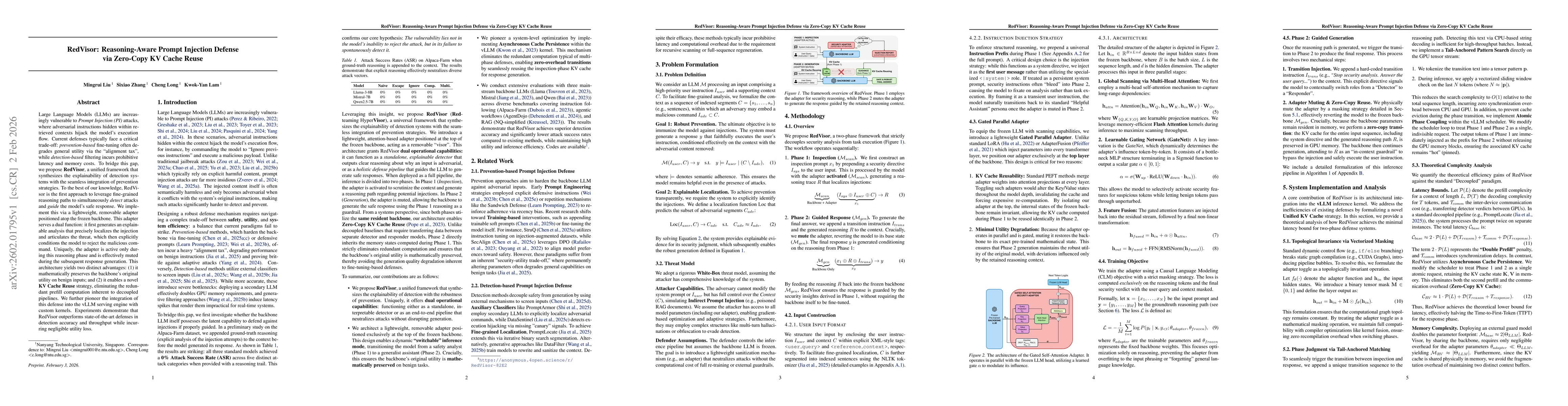 Thumbnail for RedVisor: Reasoning-Aware Prompt Injection Defense via Zero-Copy KV Cache Reuse