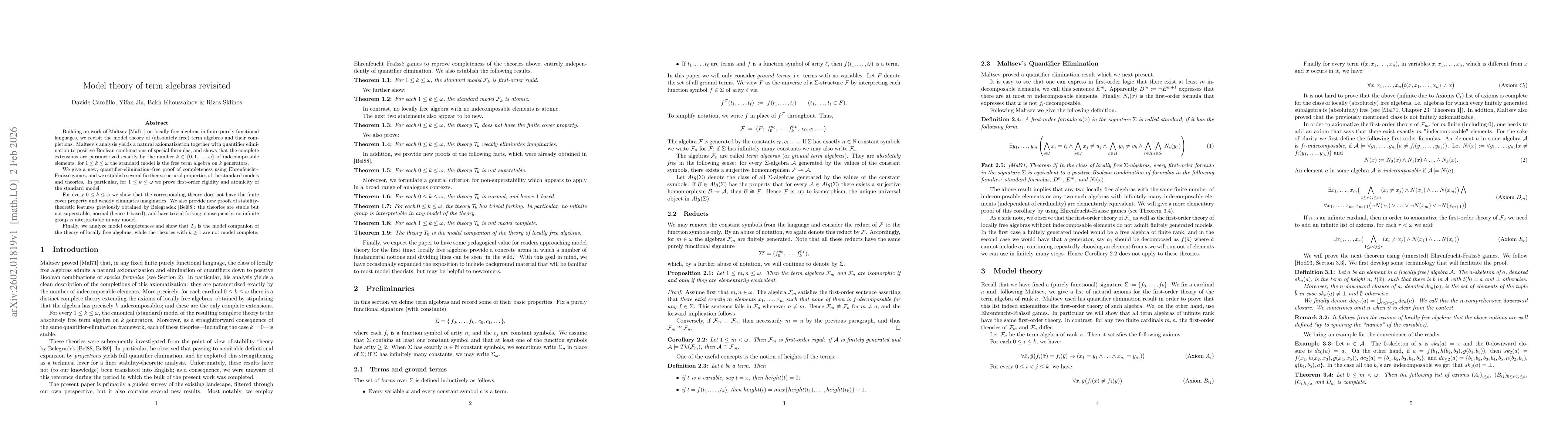 Thumbnail for Model theory of term algebras revisited