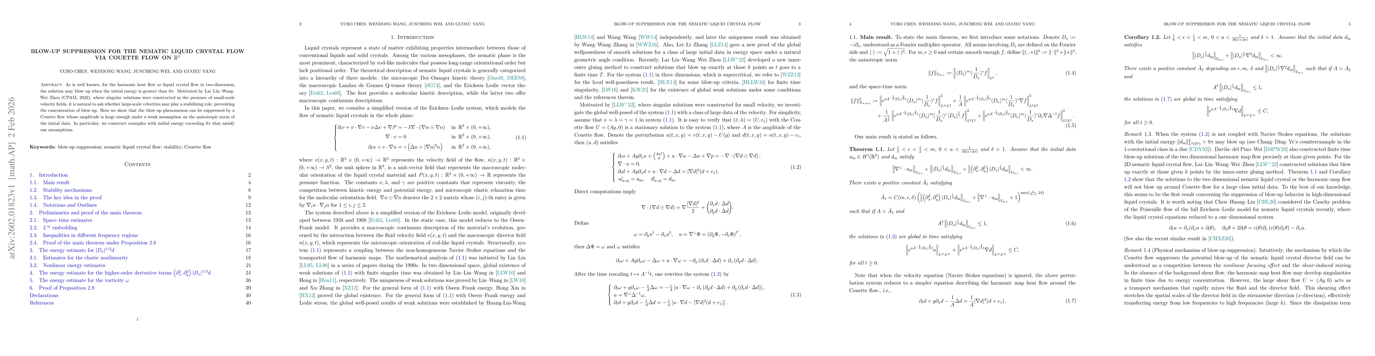 Thumbnail for Blow-up suppression for the nematic liquid crystal flow via Couette flow on $\mathbb{R}^2$