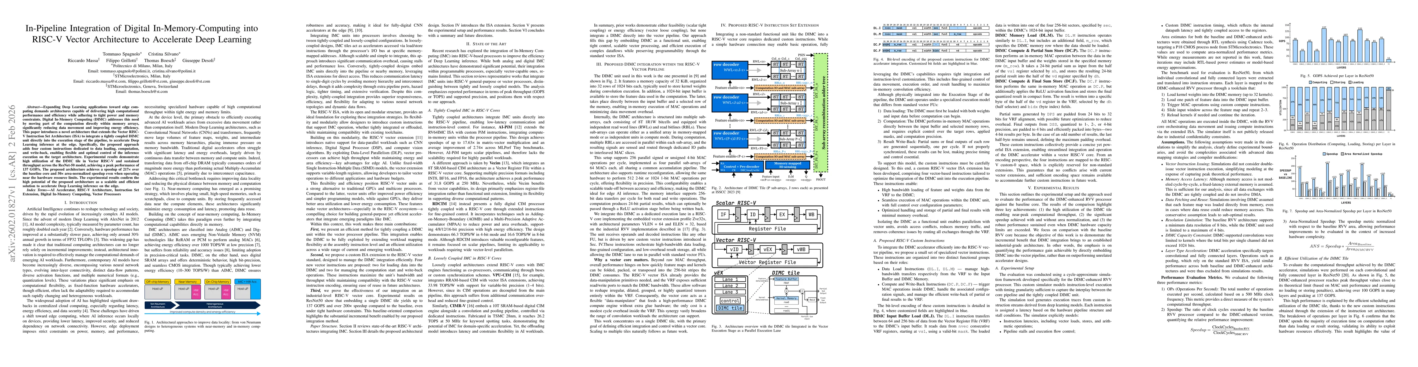 Thumbnail for In-Pipeline Integration of Digital In-Memory-Computing into RISC-V Vector Architecture to Accelerate Deep Learning