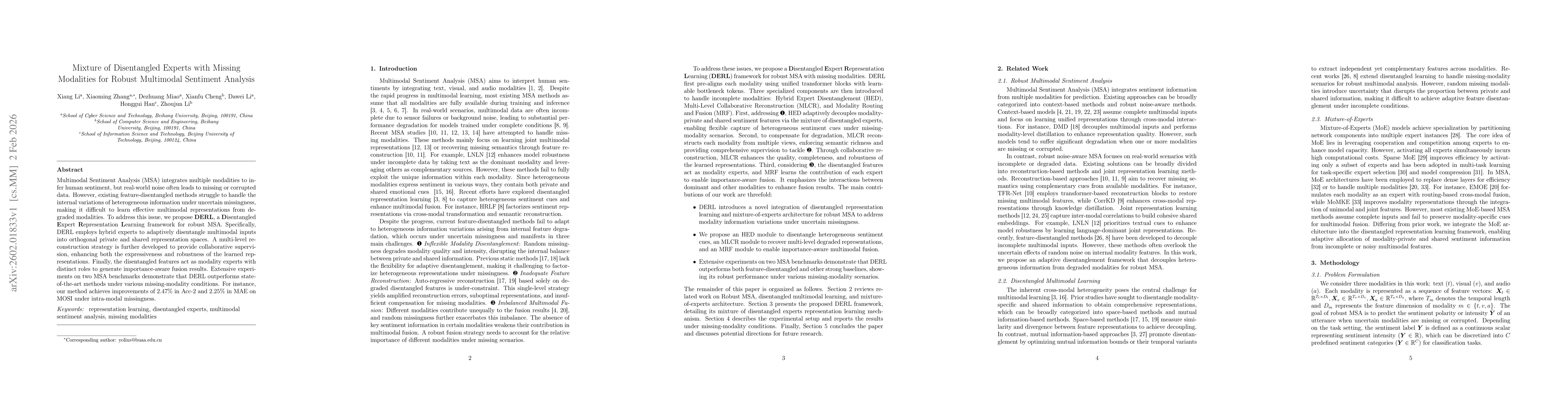 Thumbnail for Mixture of Disentangled Experts with Missing Modalities for Robust Multimodal Sentiment Analysis