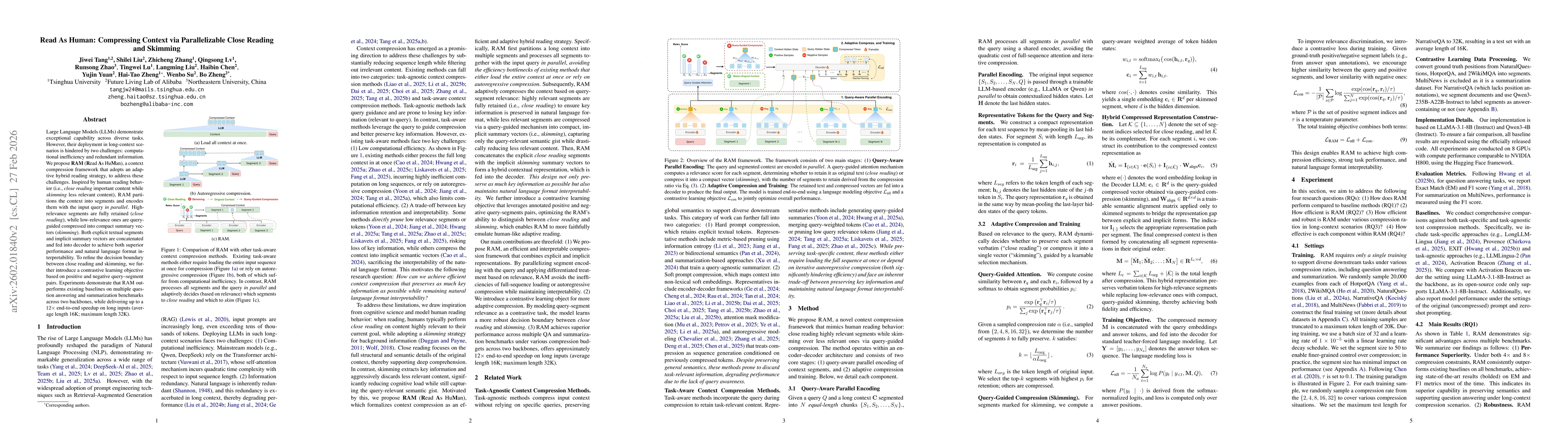 Thumbnail for Read As Human: Compressing Context via Parallelizable Close Reading and Skimming