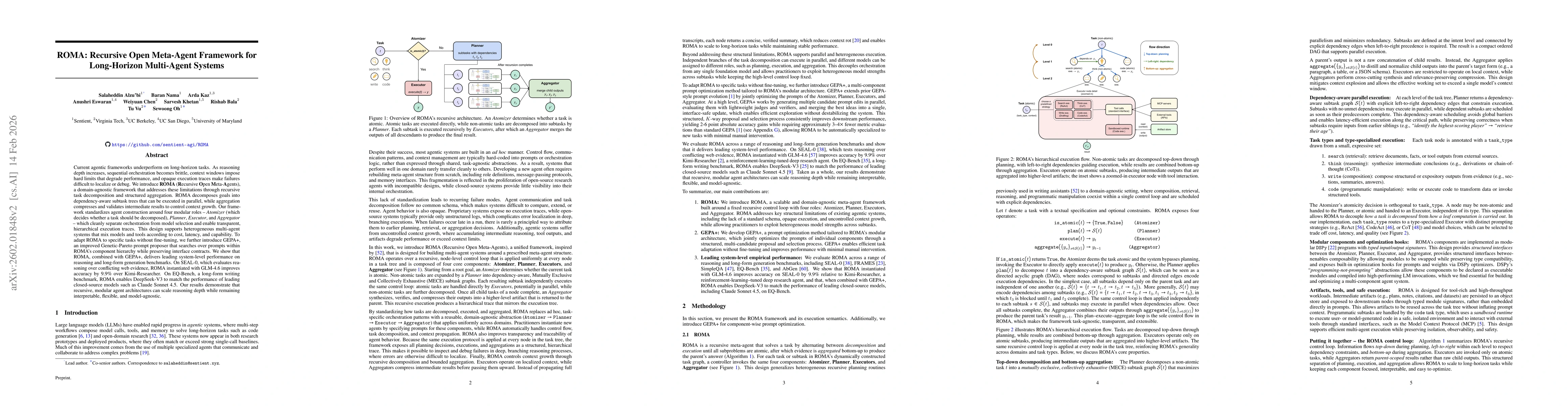 Thumbnail for ROMA: Recursive Open Meta-Agent Framework for Long-Horizon Multi-Agent Systems