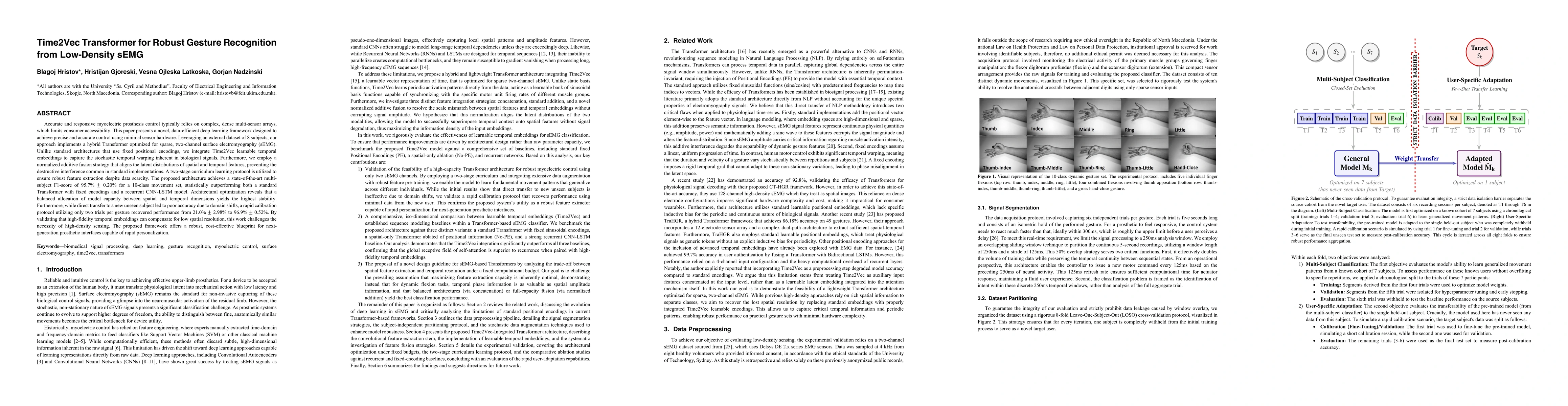 Thumbnail for Time2Vec Transformer for Robust Gesture Recognition from Low-Density sEMG