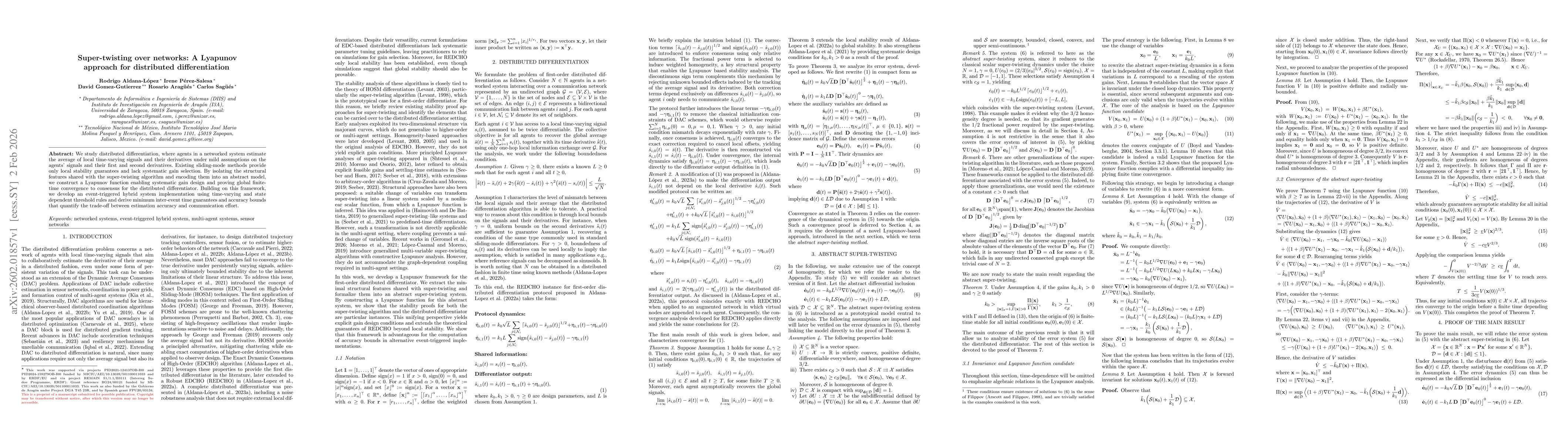 Thumbnail for Super-twisting over networks: A Lyapunov approach for distributed differentiation