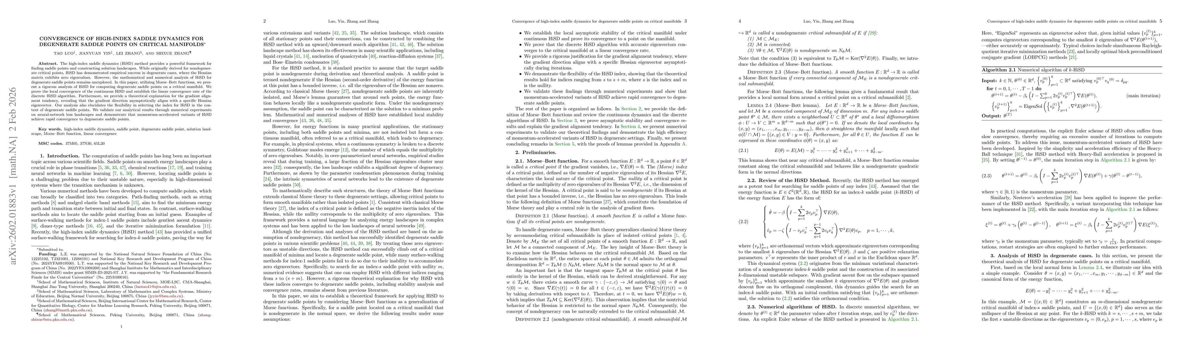 Thumbnail for Convergence of high-index saddle dynamics for degenerate saddle points on critical manifolds
