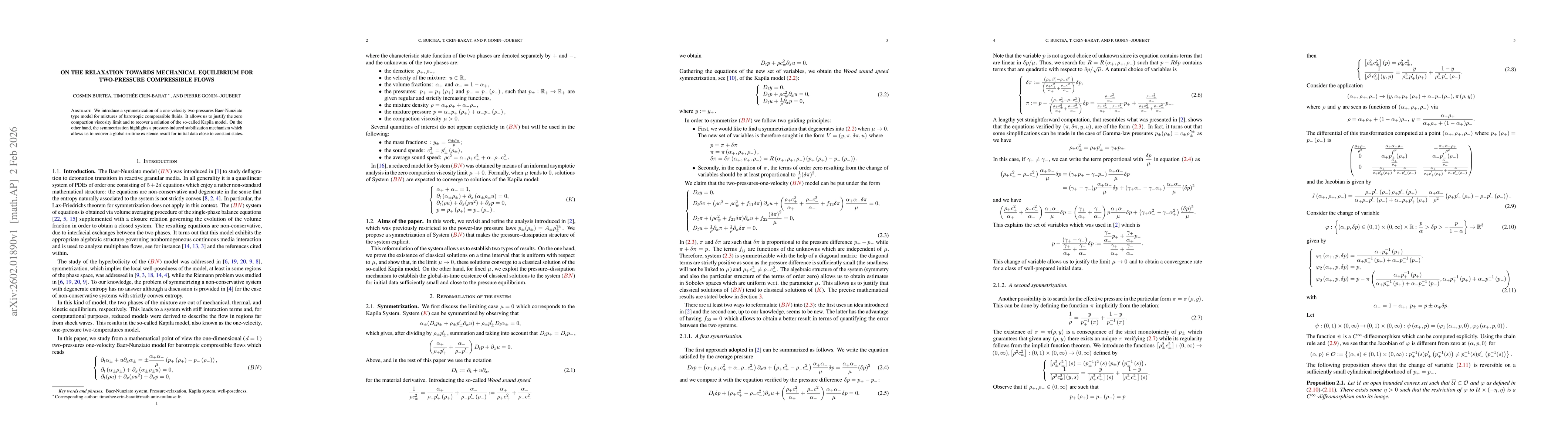 Thumbnail for On the relaxation towards mechanical equilibrium for two-pressure compressible flows