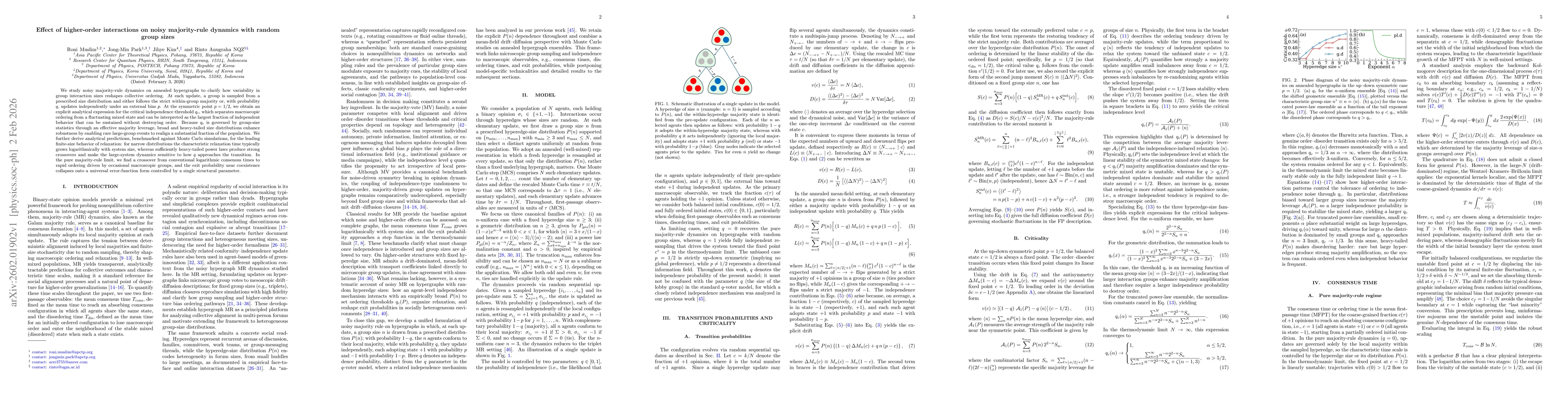 Thumbnail for Effect of higher-order interactions on noisy majority-rule dynamics with random group sizes