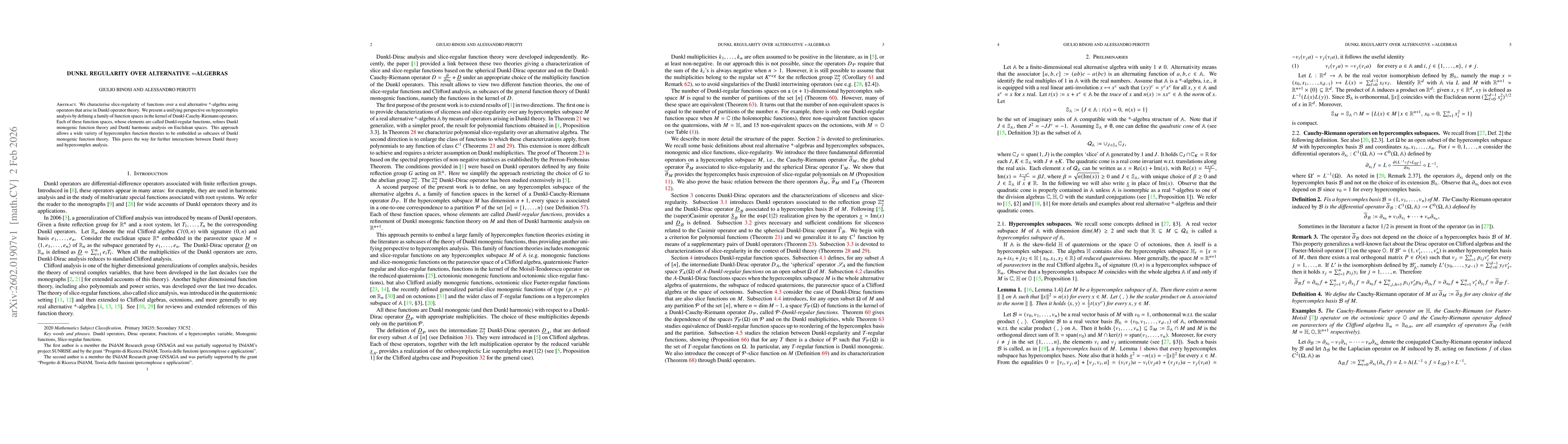 Thumbnail for Dunkl regularity over alternative $*$-algebras