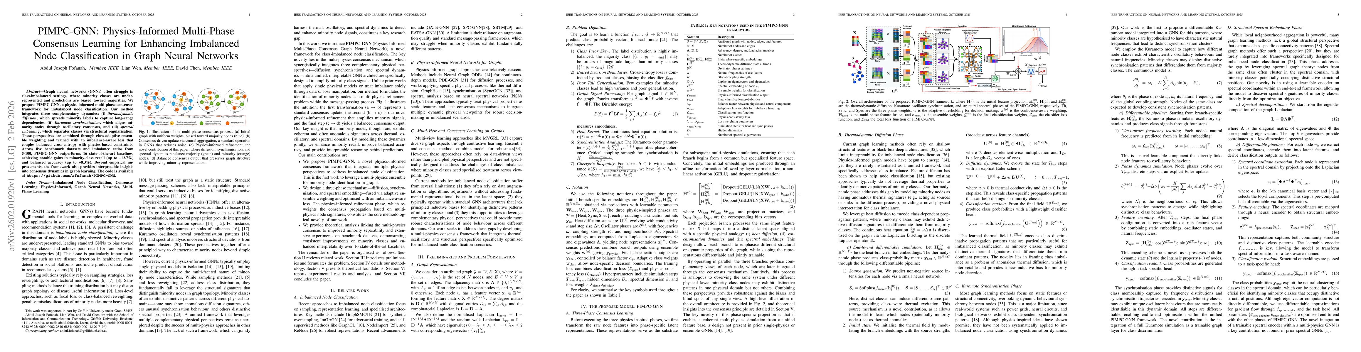 Thumbnail for PIMPC-GNN: Physics-Informed Multi-Phase Consensus Learning for Enhancing Imbalanced Node Classification in Graph Neural Networks