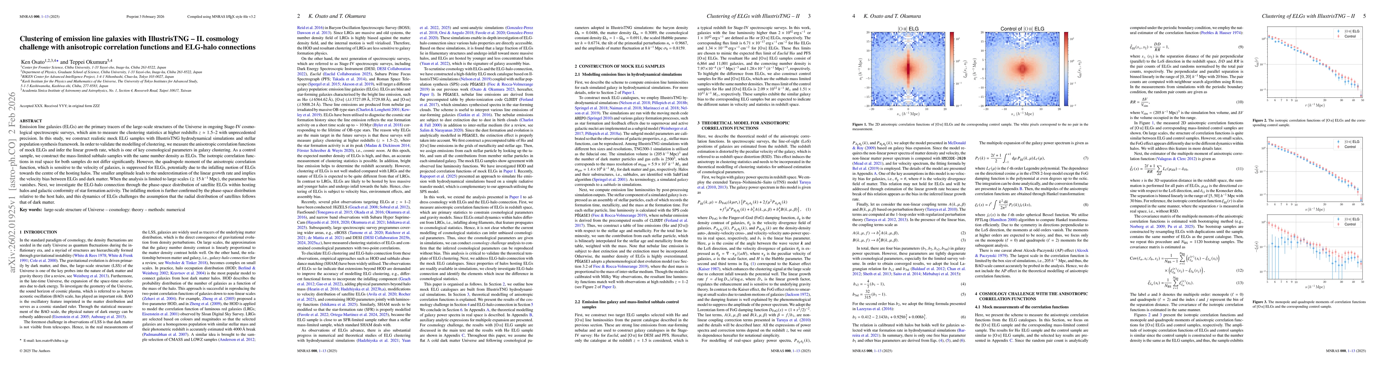 Thumbnail for Clustering of emission line galaxies with IllustrisTNG -- II. cosmology challenge with anisotropic correlation functions and ELG-halo connections