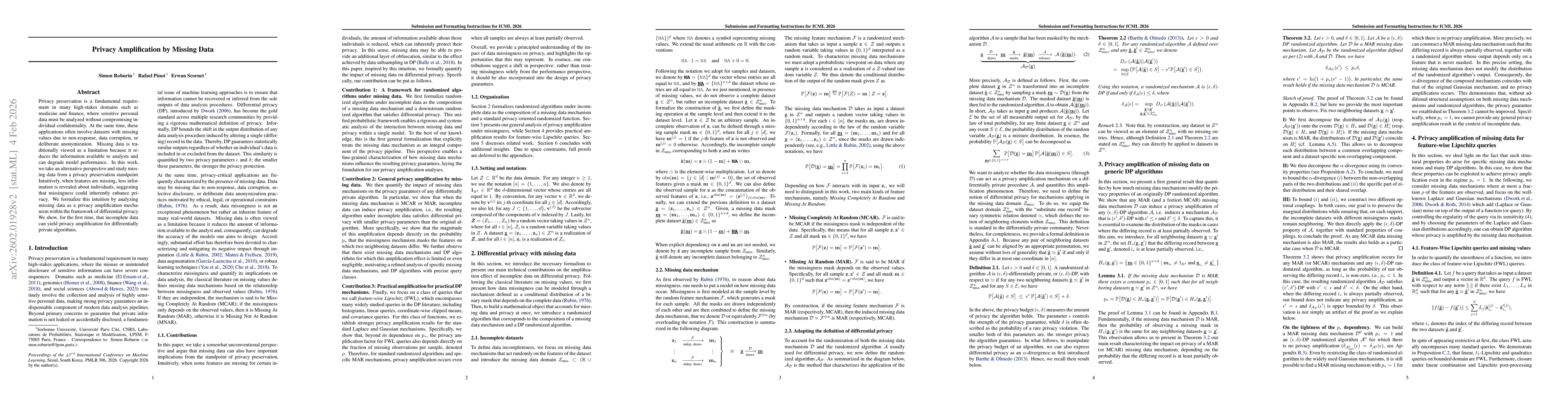 Thumbnail for Privacy Amplification by Missing Data