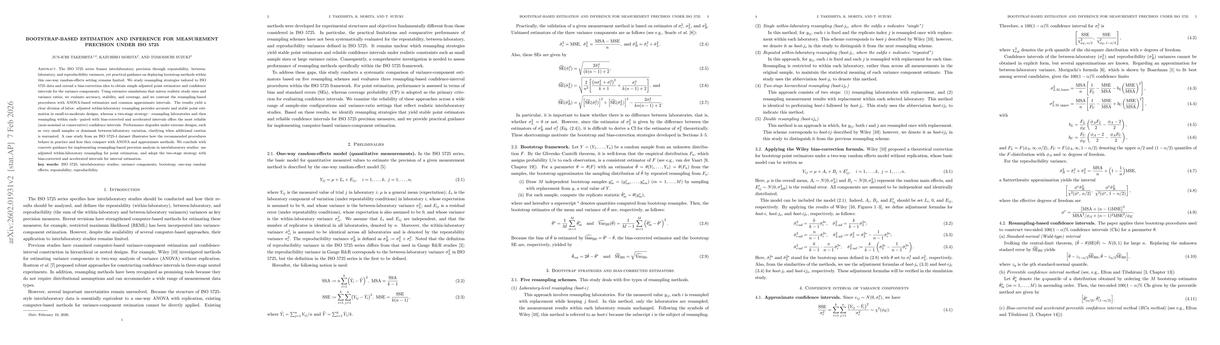 Thumbnail for Bootstrap-based estimation and inference for measurement precision under ISO 5725