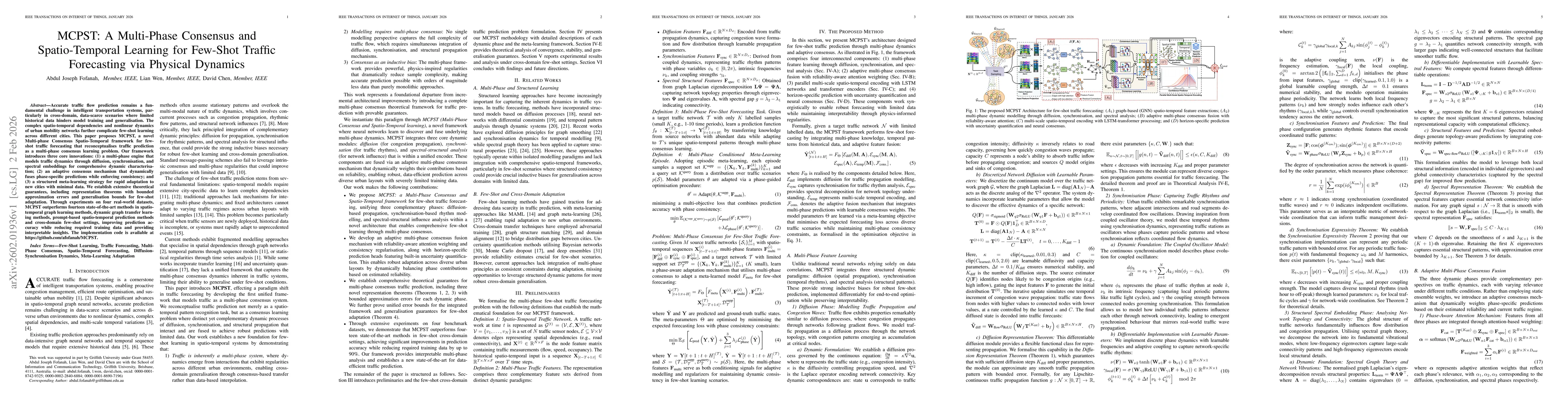 Thumbnail for PIMCST: Physics-Informed Multi-Phase Consensus and Spatio-Temporal Few-Shot Learning for Traffic Flow Forecasting