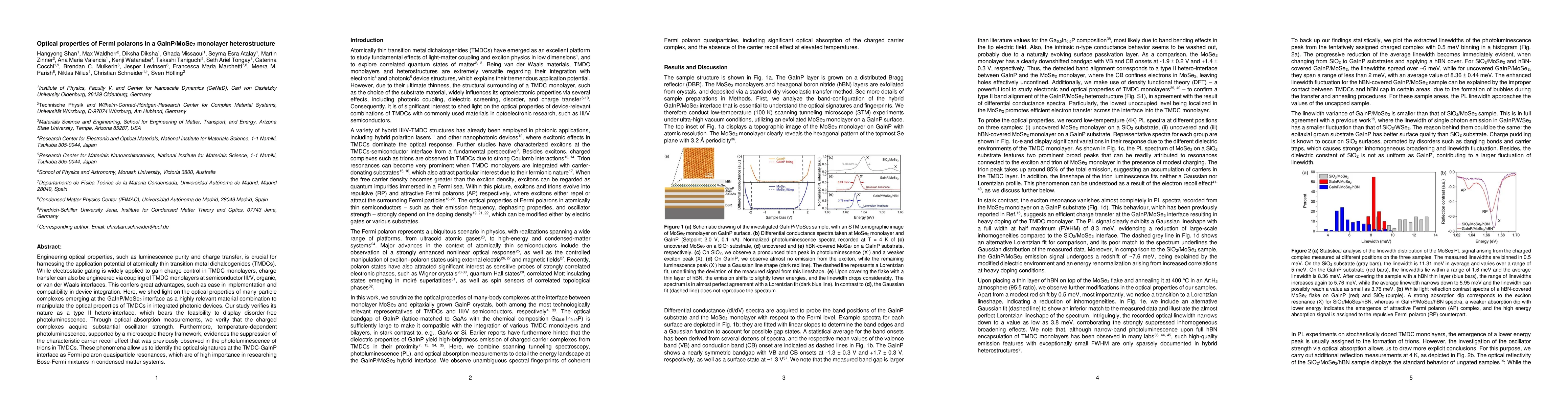 Thumbnail for Optical properties of Fermi polarons in a GaInP/MoSe2 monolayer heterostructure