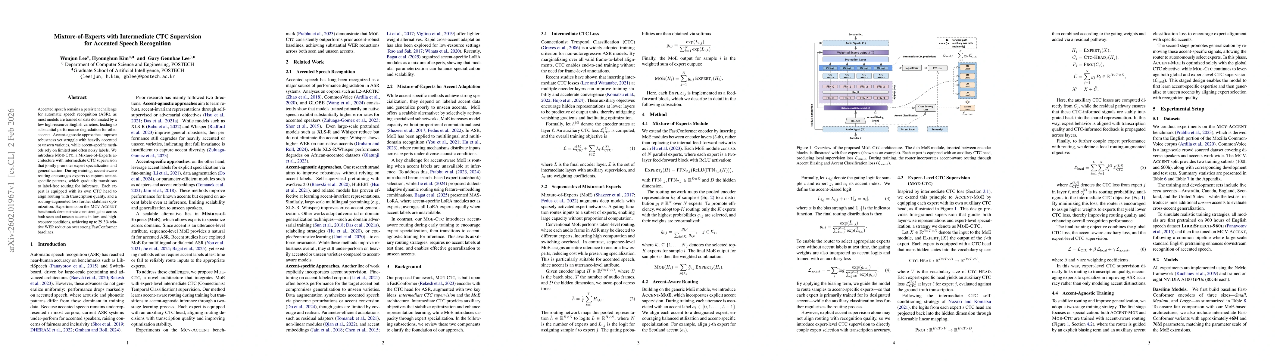 Thumbnail for Mixture-of-Experts with Intermediate CTC Supervision for Accented Speech Recognition