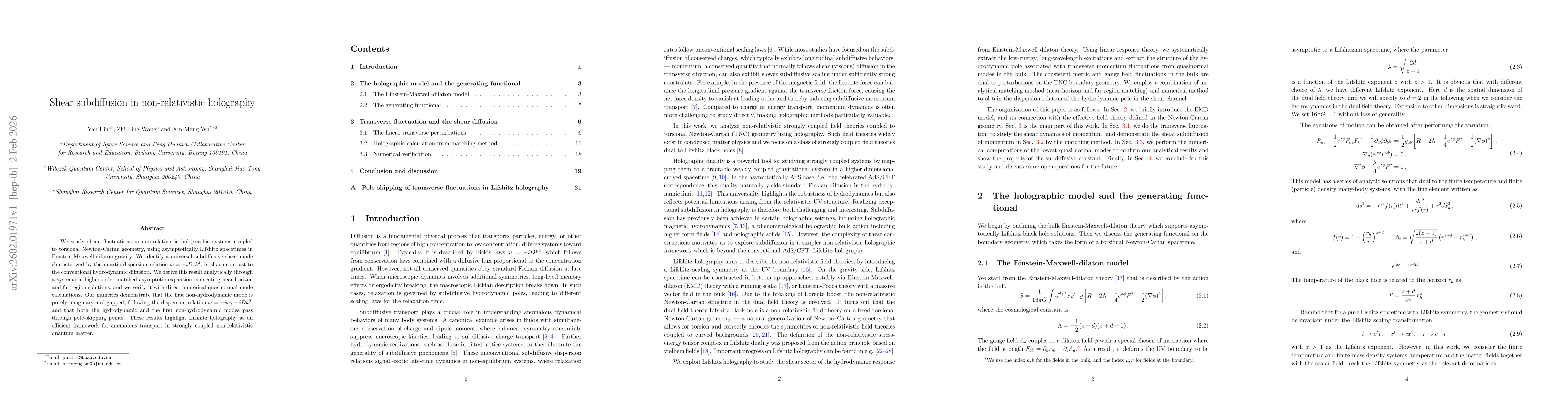 Thumbnail for Shear subdiffusion in non-relativistic holography